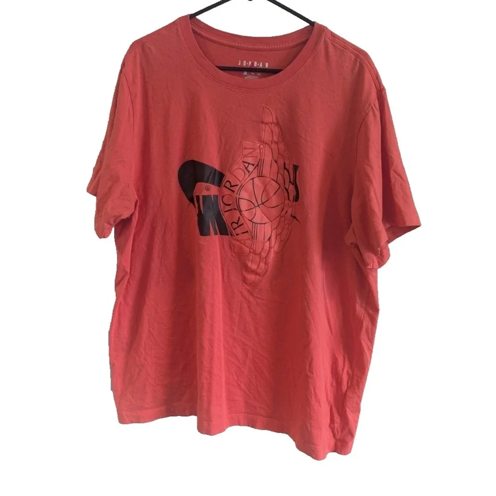 Air‎ Jordan Short Sleeve T Shirt Mens Size 2XL Orange Graphic Print Cotton